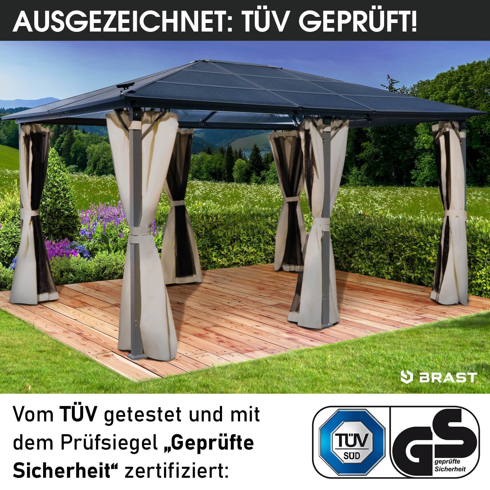 BRAST Alu Pavillon PREMIUM 3,6x4,8m beige - Image 6