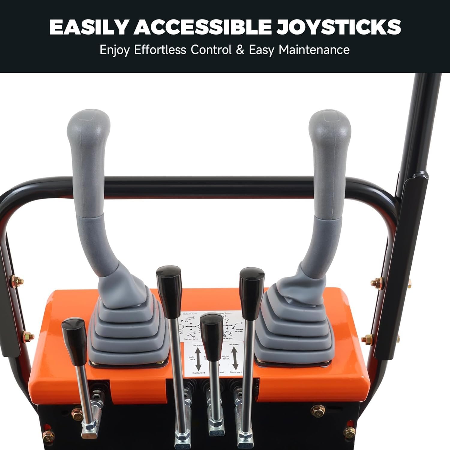 AHM Mini Excavator, 1 Ton Mini Digger with Hammer Auger Log Grapple Quick Hitch Grading Bucket & Rake Included, 13.5 hp Small Crawler Machine with Rain Canopy for Home Garden Farm Park Roadway Digging - Image 5