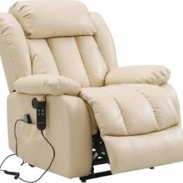 2-motor 180° electric relaxation chair, sleep chair, massage chair, vibration and heating (beige)