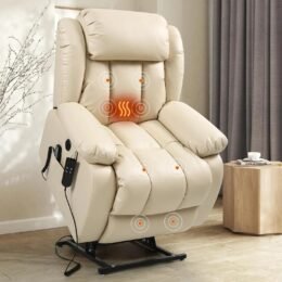 Alternative view of 2-motor 180° electric relaxation chair, sleep chair, massage chair, vibration and heating (beige)