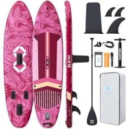ZLX 11'6" Extra Wide Inflatable Stand Up Paddle Board SUP, Stable Non-Slip Deck Pad, Unique Fin System and Premium iSUP Accessories - Portable Backpack & Upgraded Pump for Adults, All Skill Levels
