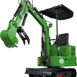 Domestic Gasoline Mini Excavator for Fathers Day, 1.2 Tons Crawler Digger with 13.5 HP B&S Engine, Hydraulic Thumb Clamp and Buckets, Work for Farm,Garden,Park,Construction Landscaping (Green1)