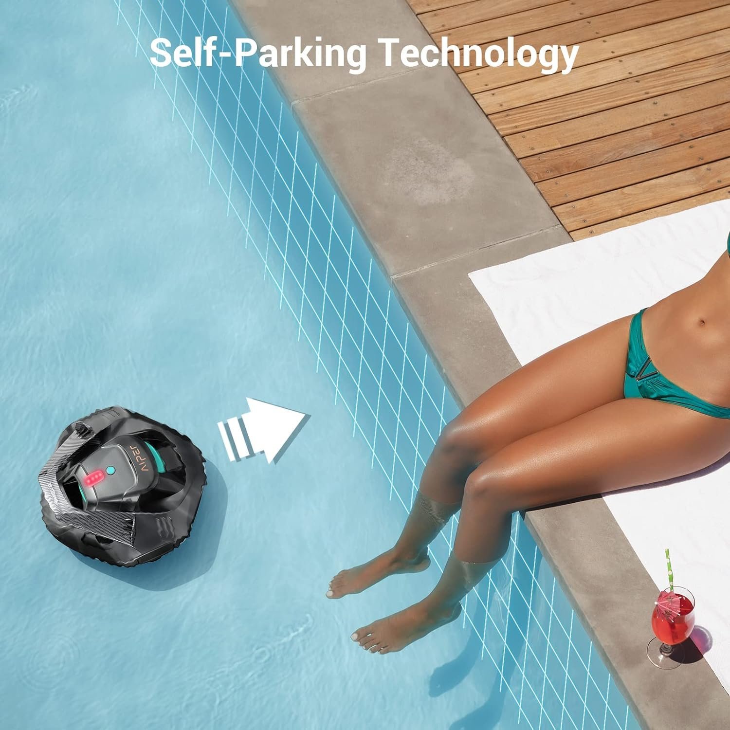 AIPER Pool Robot, Pool Vacuum with 90 Minutes Runtime, Pool Cleaner with Dual Drive Motor, Cordless, Ideal for Pools Under 80 Square Meters - Image 4