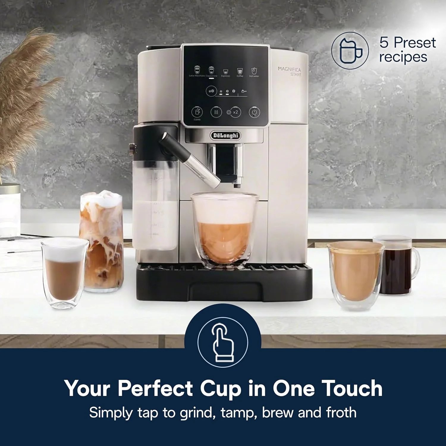 De'Longhi Magnifica Start Automatic Espresso Machine with Auto Milk Frother & Built in Grinder - 5 One-Touch Recipes, Easy-to-Clean, Home Barista Coffee Maker for Lattes, Cappuccino, Iced Coffee - Image 7