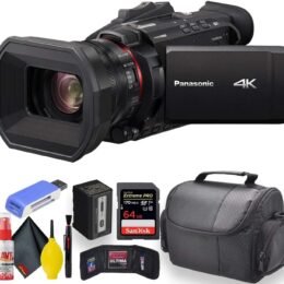 Panasonic HC-X1500 4K Professional Camcorder with 24x Optical Zoom, WiFi HD Live Streaming W/Soft Case + Sandisk Extreme Pro 64GB Card + Clean and Care Set + More - Starter Bundle