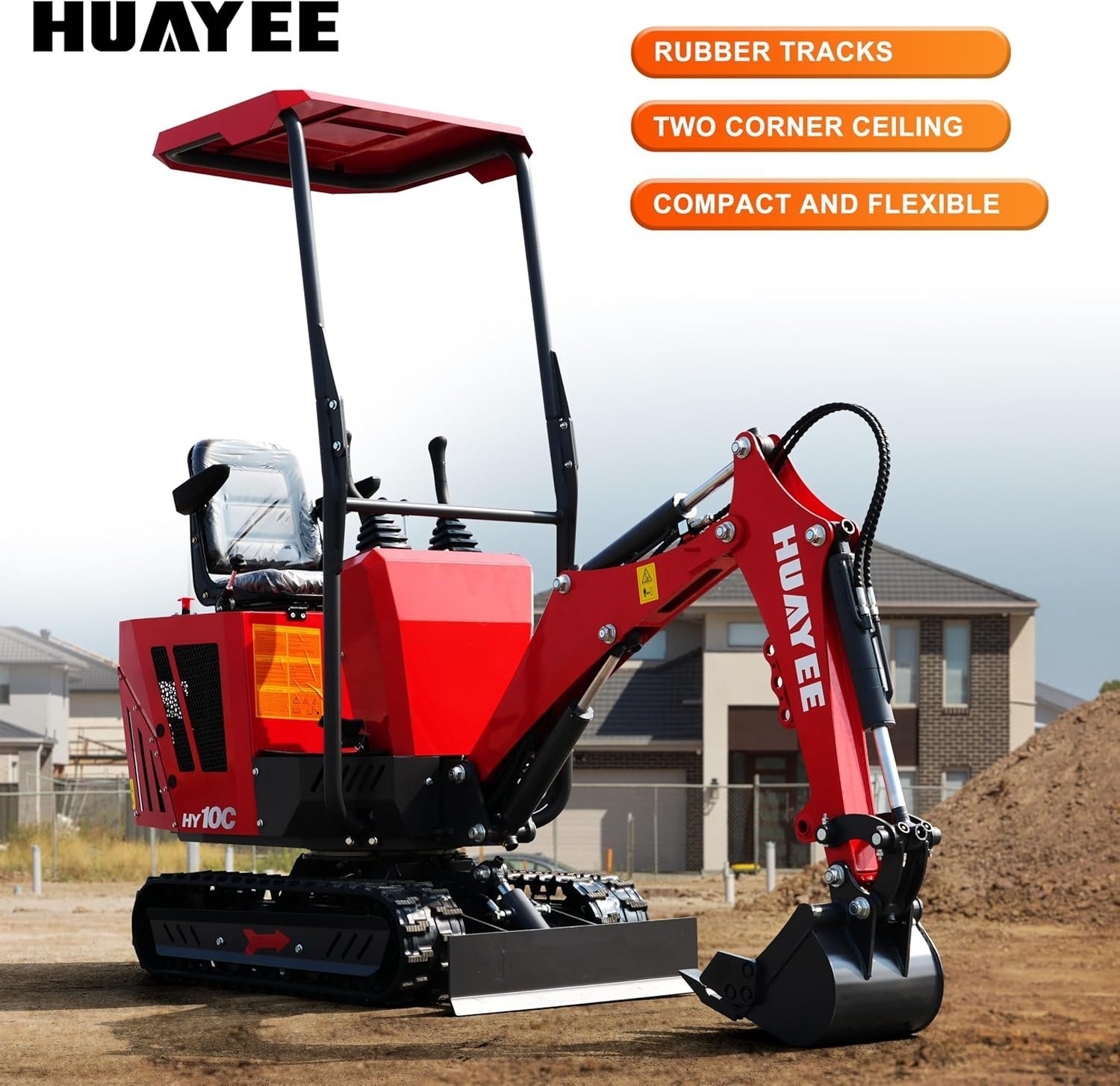 HY10C 1 Ton Mini Excavator, 13.5HP Gasoline Powered Compact Digger with EPA Certificate, Tracked Backhoe for Trenching, Farming, Landscaping, Curbside delivery & Professional unloading Included - Image 8