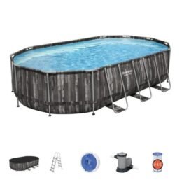 Alternative view of Kit Piscine hors sol tubulaire BESTWAY - Power Steel™ - 610 x 366 x 122 cm - Ovale (Avec épurateur, échelle, bâche)