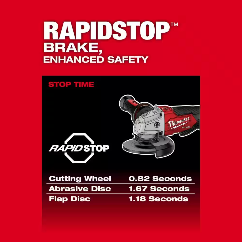 M18 FUEL 18V Lithium-Ion Brushless Cordless 4-1/2 in./5 in. Grinder w/Paddle Switch (Tool-Only) - Image 12