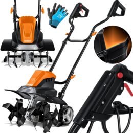 MASKO Electric tiller 1500 Watts | 45cm Working Width, 20cm Working Depth | Weeder | Strawberry Tiller | Cultivator | Garden Milling Machine | Electric hoe, Orange