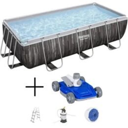 Kit Piscine hors sol tubulaire BESTWAY - Power Steel™ - 427 x 250 x 100 cm + Robot nettoyeur automatique
