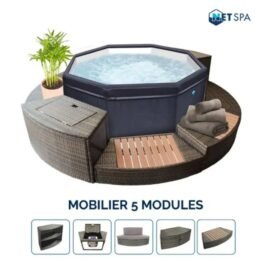 Spa semi-rigide octogonal Octopus NetSpa pour 4 à 6 personnes + mobilier 5 élements