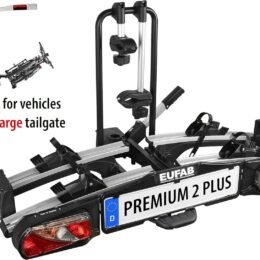 Alternative view of EUFAB 11523 Premium 2 Plus Bicycle Carrier, Suitable for E-Bikes, Large Tailgates, Fully Pre-Assembled, Anti-Theft Protection, for 2 Bicycles, for Trailer Coupling, Black/Grey, W x H x D Approx. 115 x
