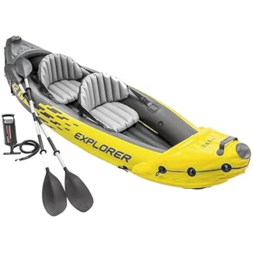 Intex 68307EP Explorer K2 Inflatable Kayak Set: Includes Deluxe 86in Aluminum Oars and High-Output Pump – SuperStrong PVC – Adjustable Seats with Backrest – 2-Person – 400lb Weight Capacity - Image 2