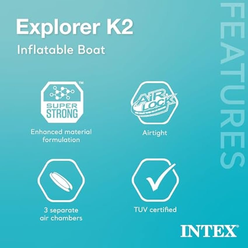 Intex 68307EP Explorer K2 Inflatable Kayak Set: Includes Deluxe 86in Aluminum Oars and High-Output Pump – SuperStrong PVC – Adjustable Seats with Backrest – 2-Person – 400lb Weight Capacity - Image 5
